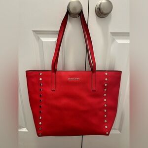 Michael Kors Red Leather Studded Tote